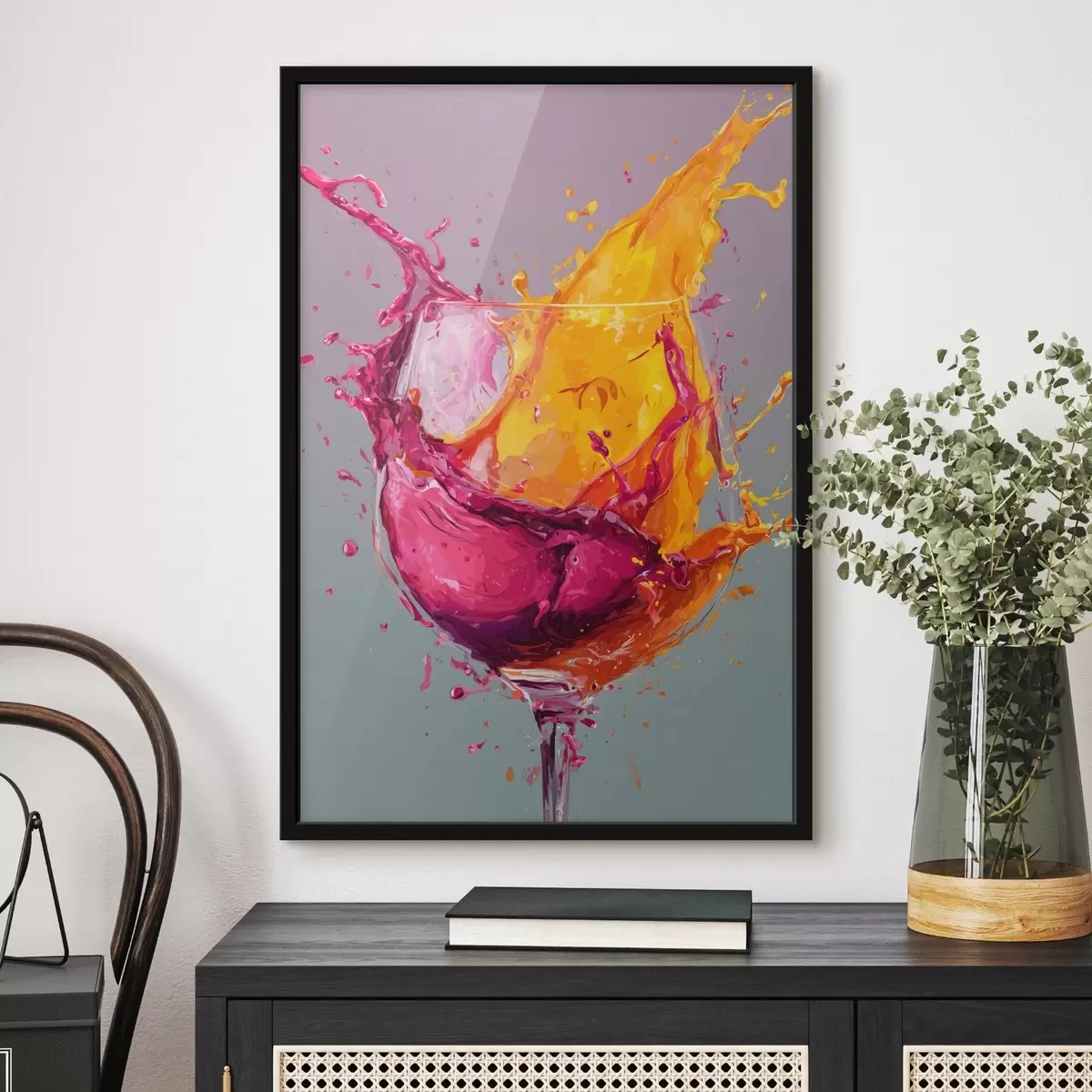 Plakāts Krāsu šļakatas: dinamiska abstrakcija glāzē f45244