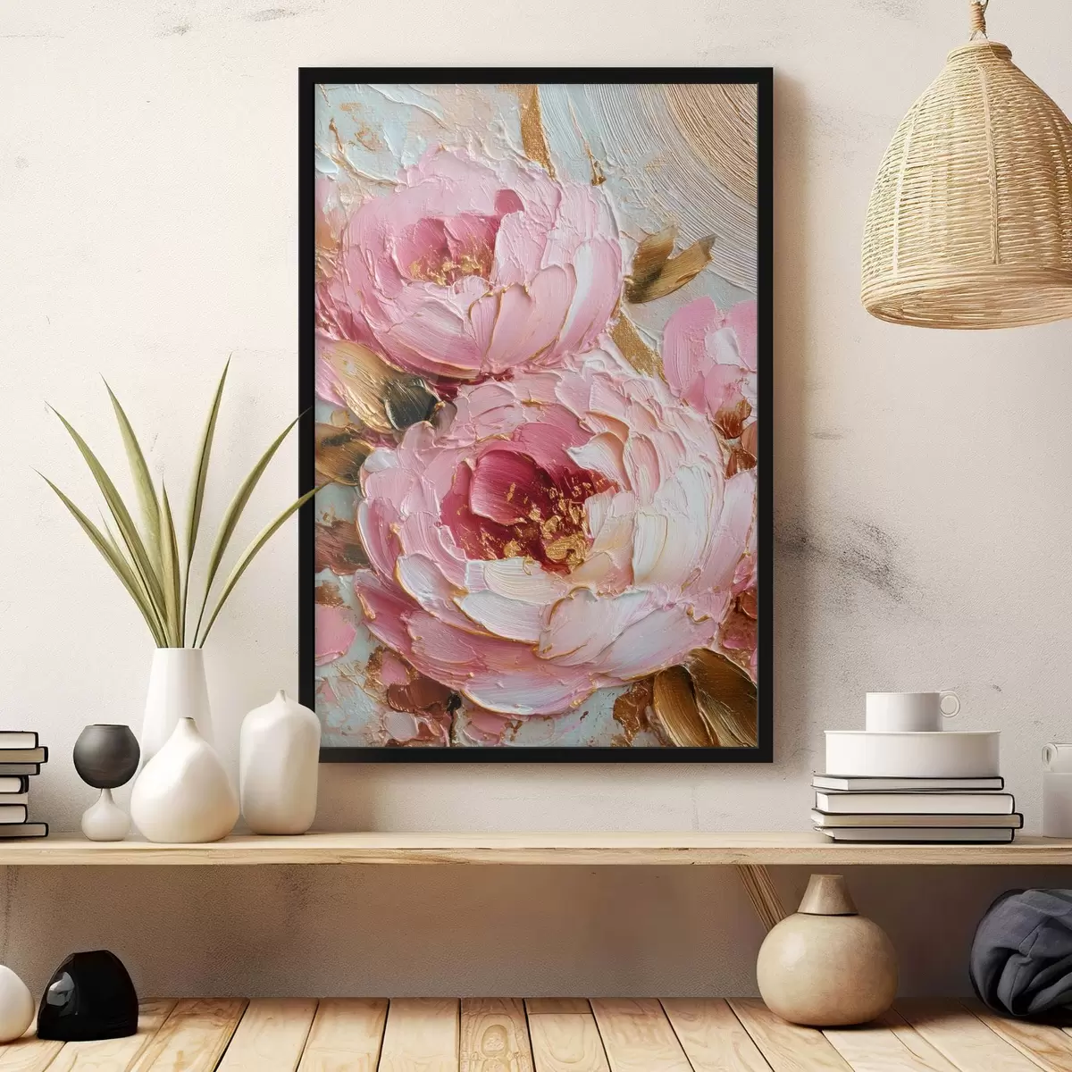 Plakāts Apjomveida ziedlapiņas: impasto māksla ar spilgtu faktūru f45251