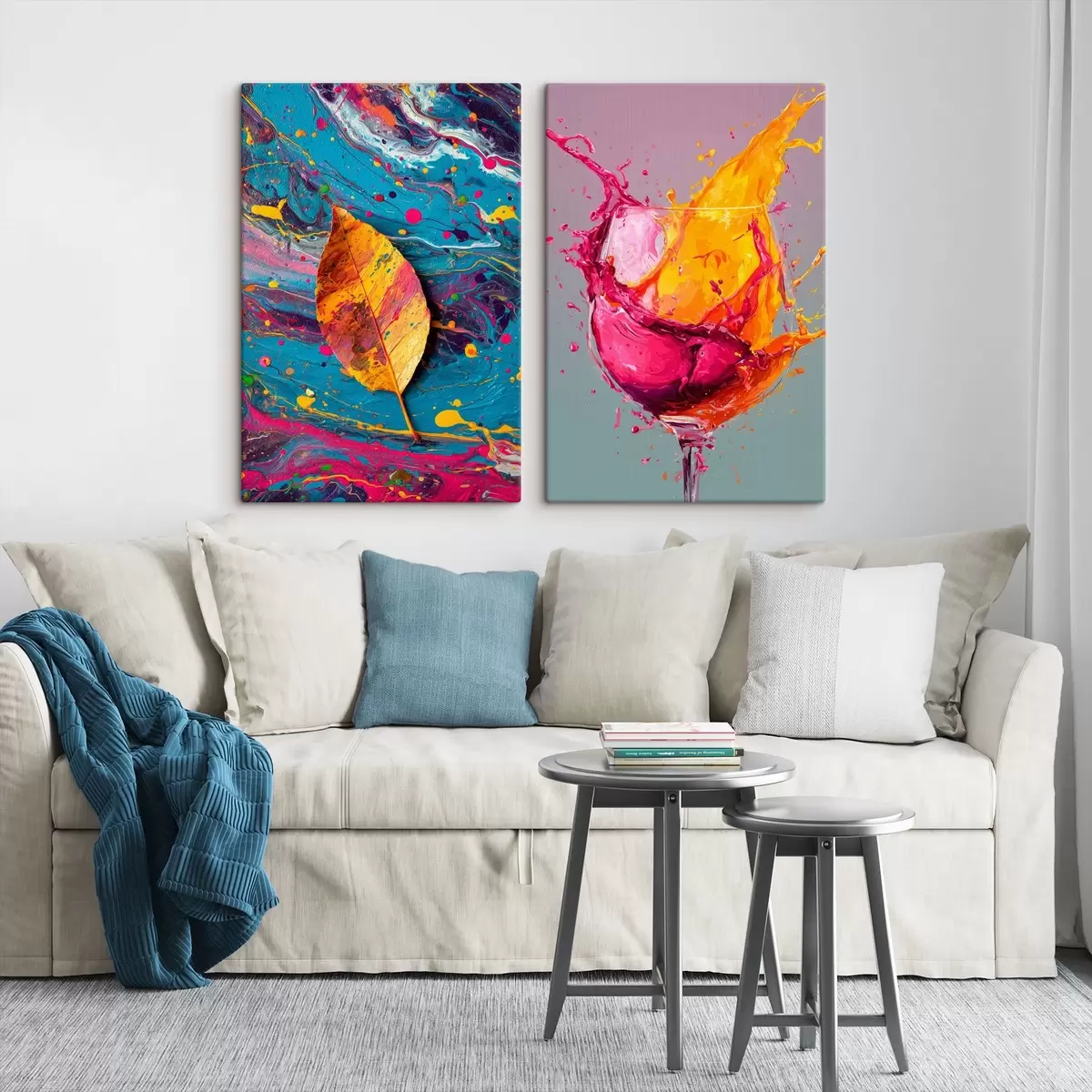 Glezna Izteiksmīga abstrakcija ar dabas un dzērienu elementiem m00570