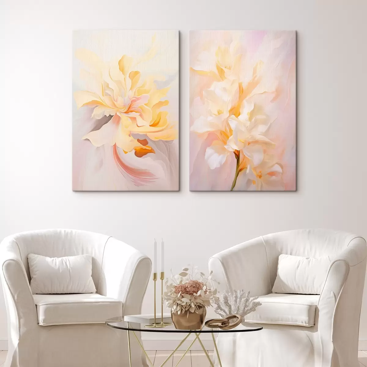 Glezna Delikāts diptihs akvareļu stilā ar krāsu pārejām m00576