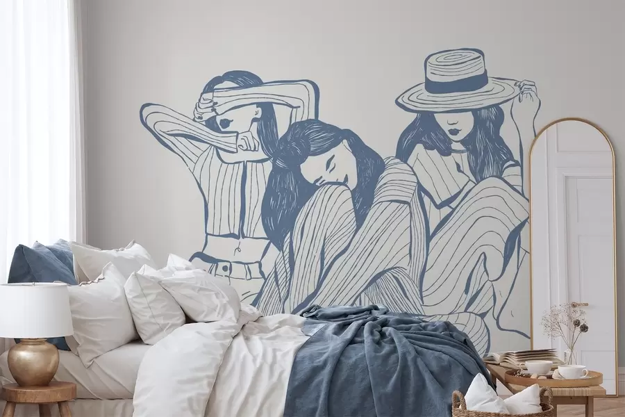 Fototapetes Meitenes toņos zilā krāsā w04384v1