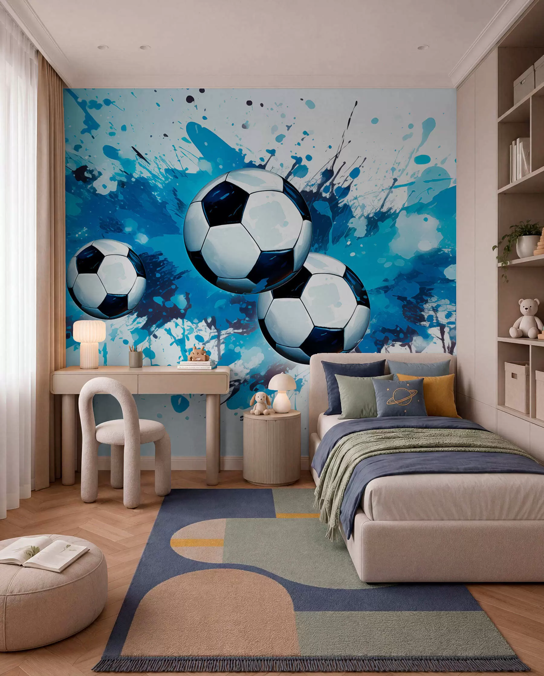 Fototapetes Futbols zilās šļakatās w04373