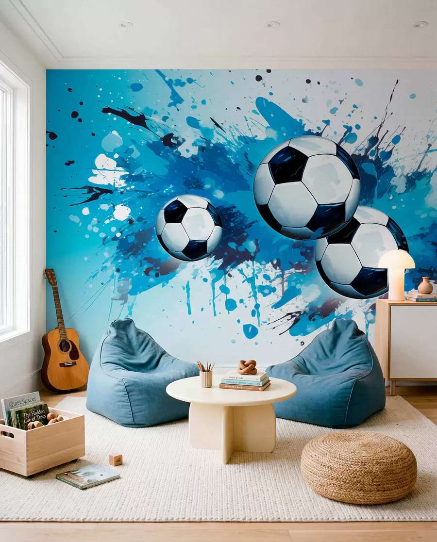 Fototapetes Futbols zilās šļakatās w04373