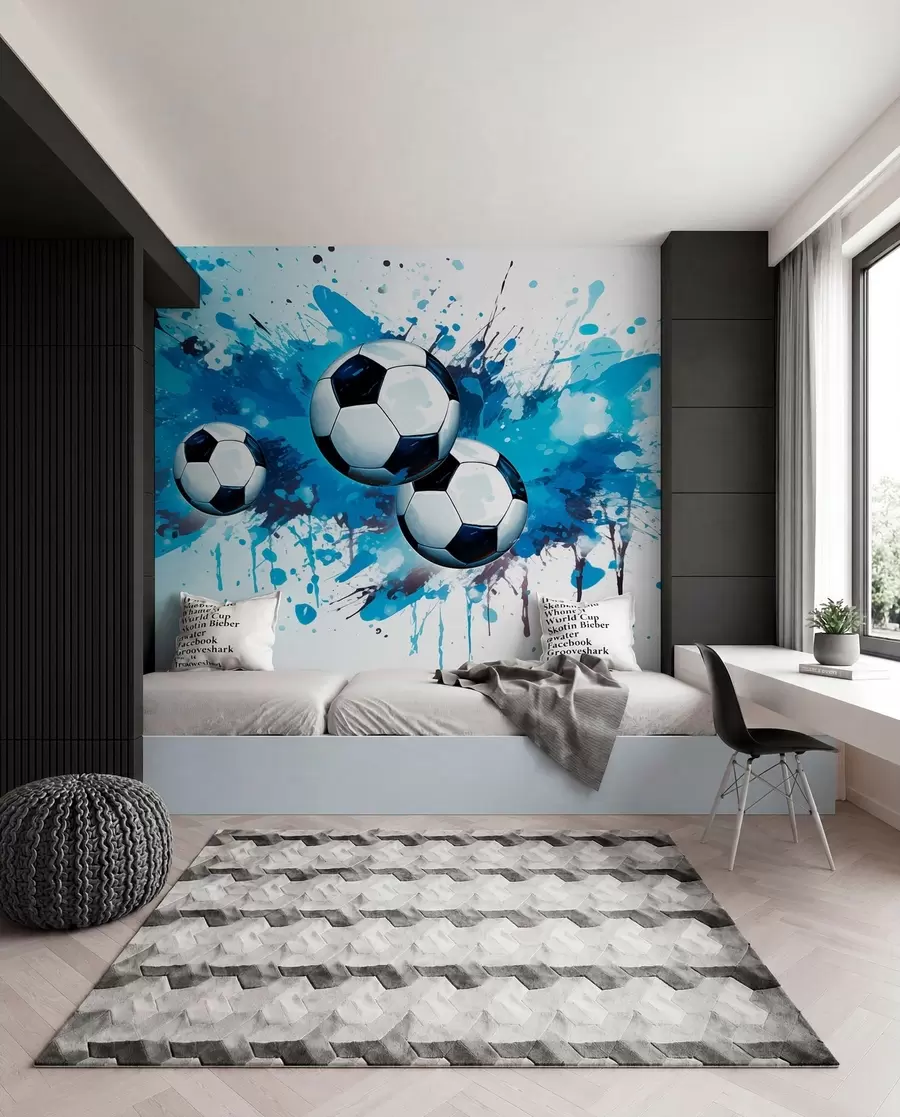 Fototapetes Futbols zilās šļakatās w04373