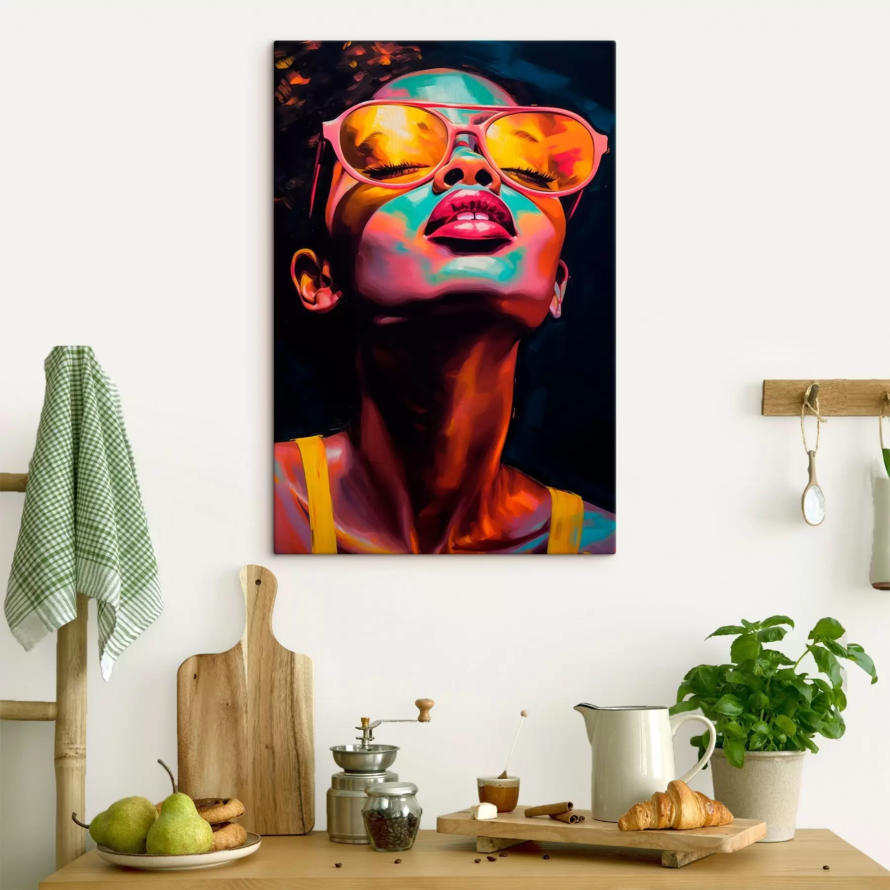 Fototapetes Sieviete ar dzeltenām brillēm s45311