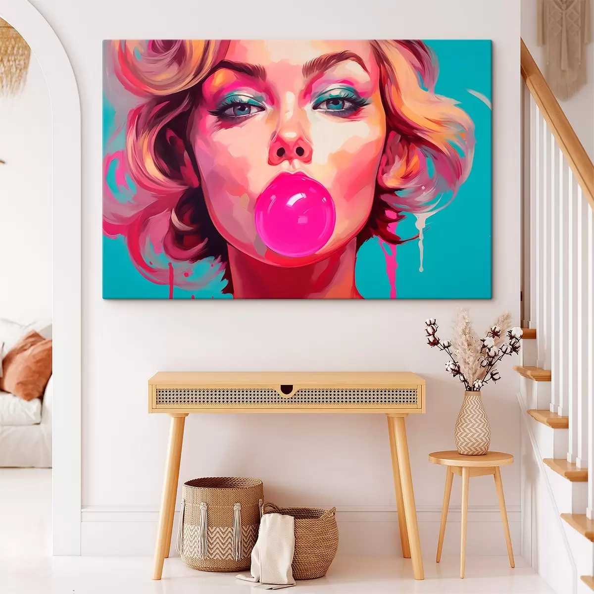 Glezna Meitene ar rozā gumiju s45321