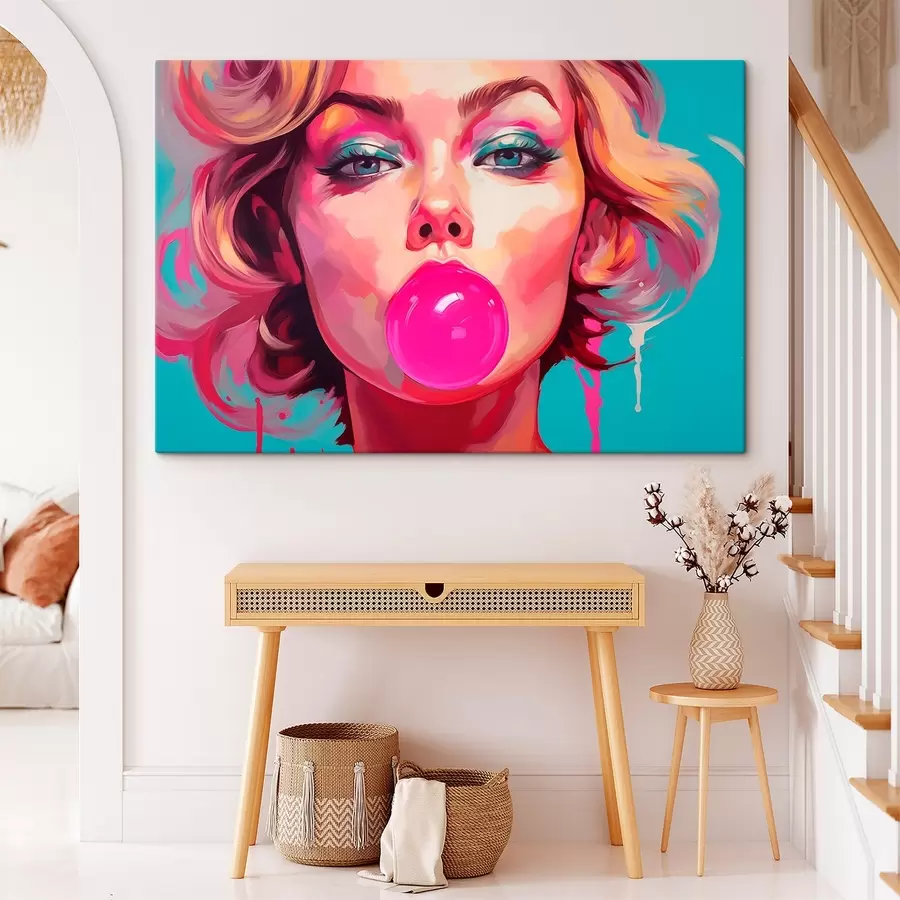 Glezna Meitene ar rozā gumiju s45321