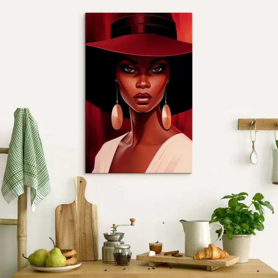 Glezna Sieviete cepurē ar apaļiem auskariem s45325