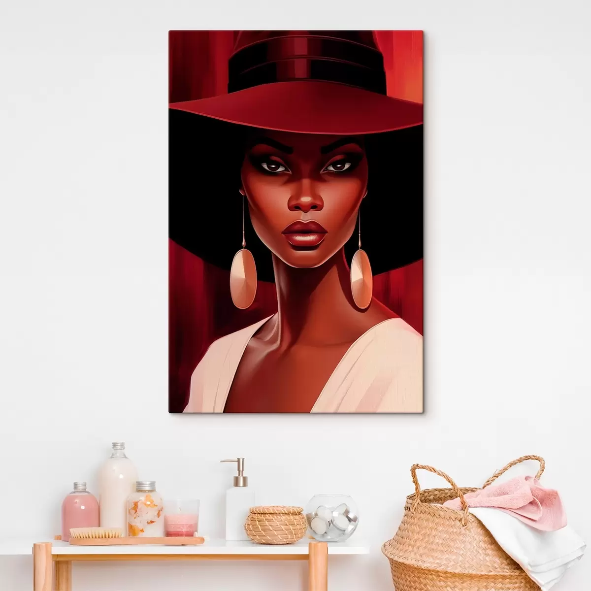 Glezna Sieviete cepurē ar apaļiem auskariem s45325