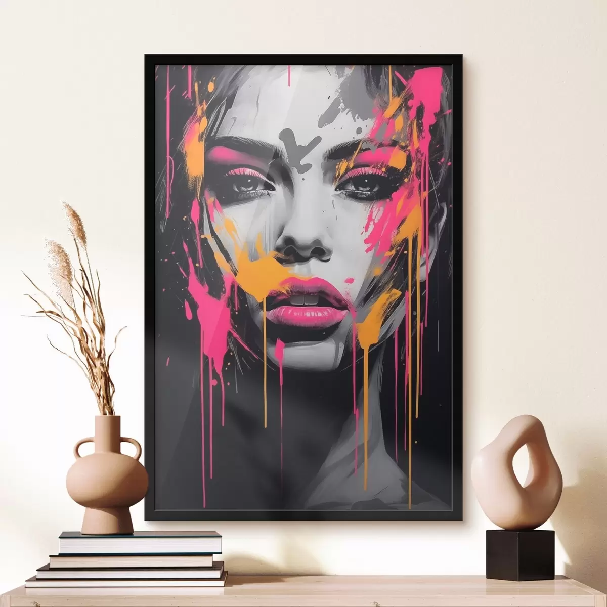 Plakāts Sievietes portrets ar krāsām f45318