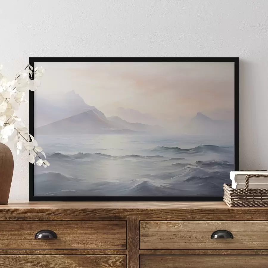 Fototapetes Ezers pie kalniem imitācija glezniecības f45344