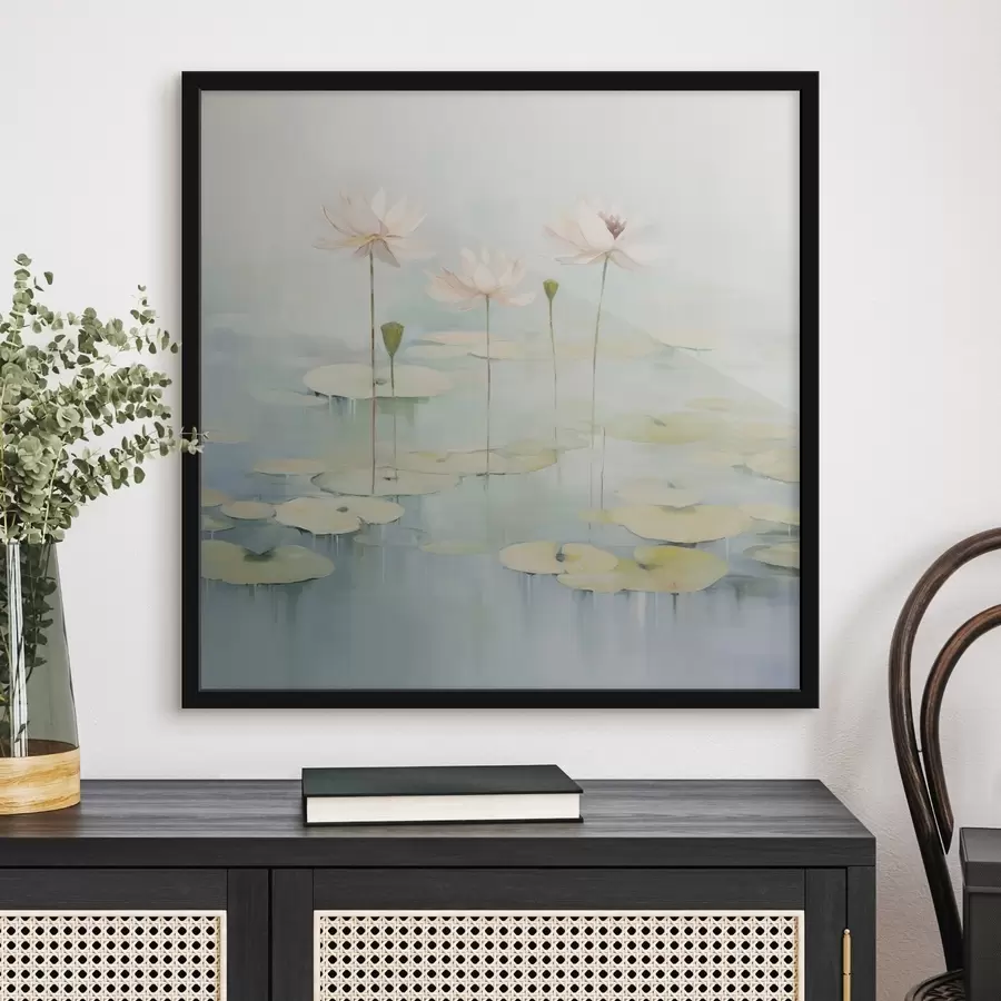 Fototapetes Lotosa lapas un ziedi uz dīķa f45350