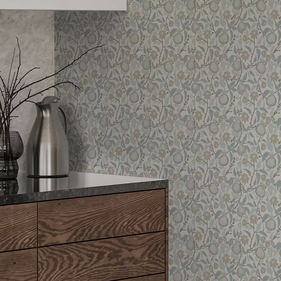 Fototapetes Vintāžas granātābolu un ziedu zari vintage stilā a00383