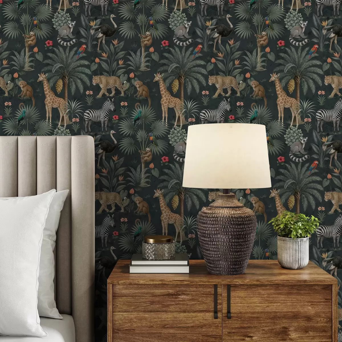 Tapetes Reālistiski tropu dzīvnieki starp augiem a00427