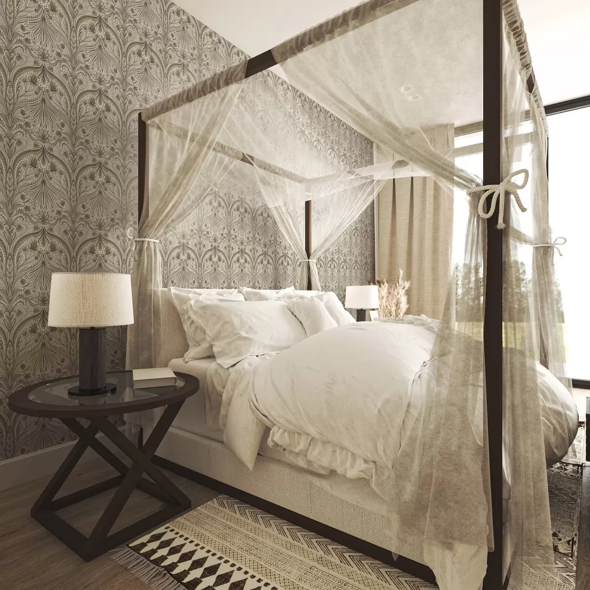 Tapetes Simetrisks baroka raksts ar ziedu motīviem a00436