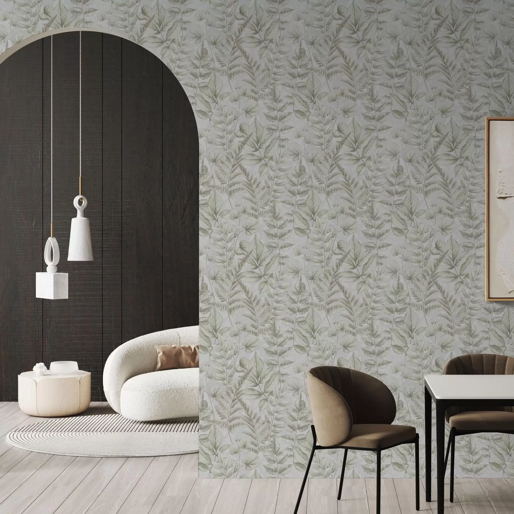 Fototapetes Maigas pasteļlapas akvareļu botāniskajā stilā a00437