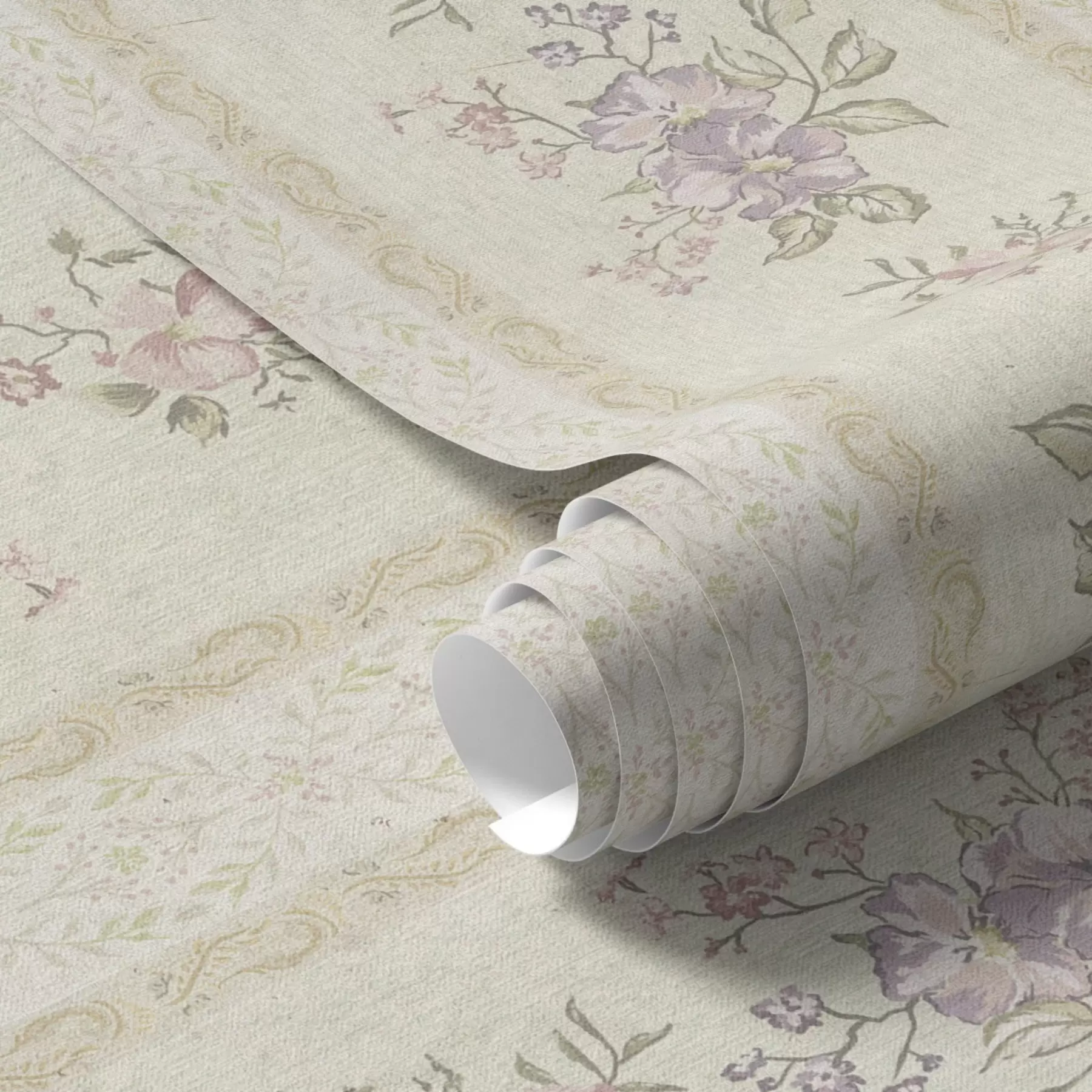 Fototapetes Vintage ziedi uz svītraina fona ar ornamentu a00440