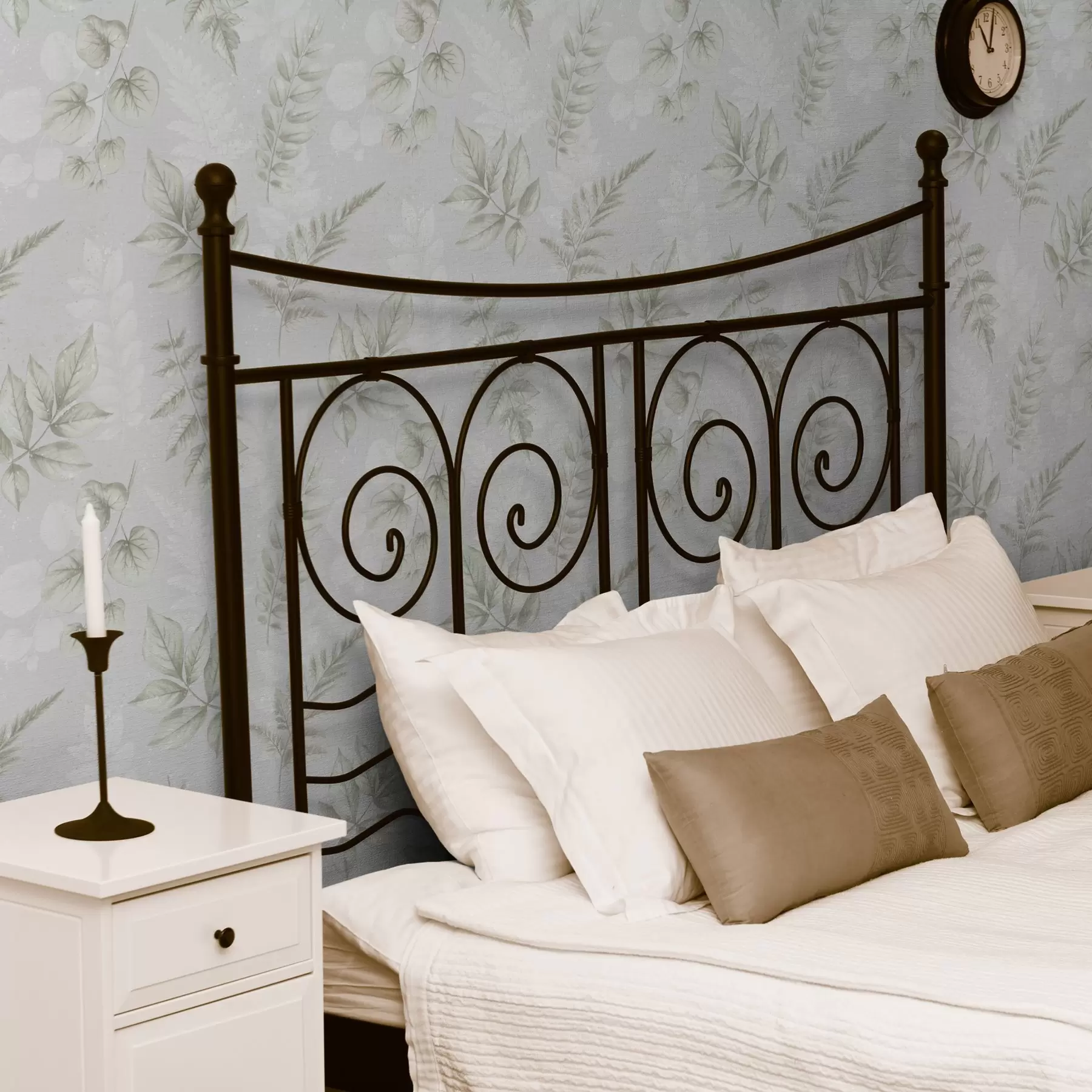 Fototapetes Vieglas akvareļa lapas ar šļakatu efektu uz pelēka fona a00446