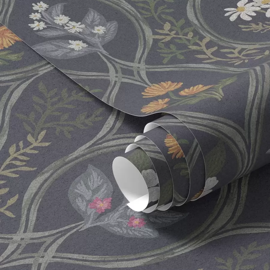 Fototapetes Tumšs vintage rāmis ar krāsainiem dārza ziediem a00454