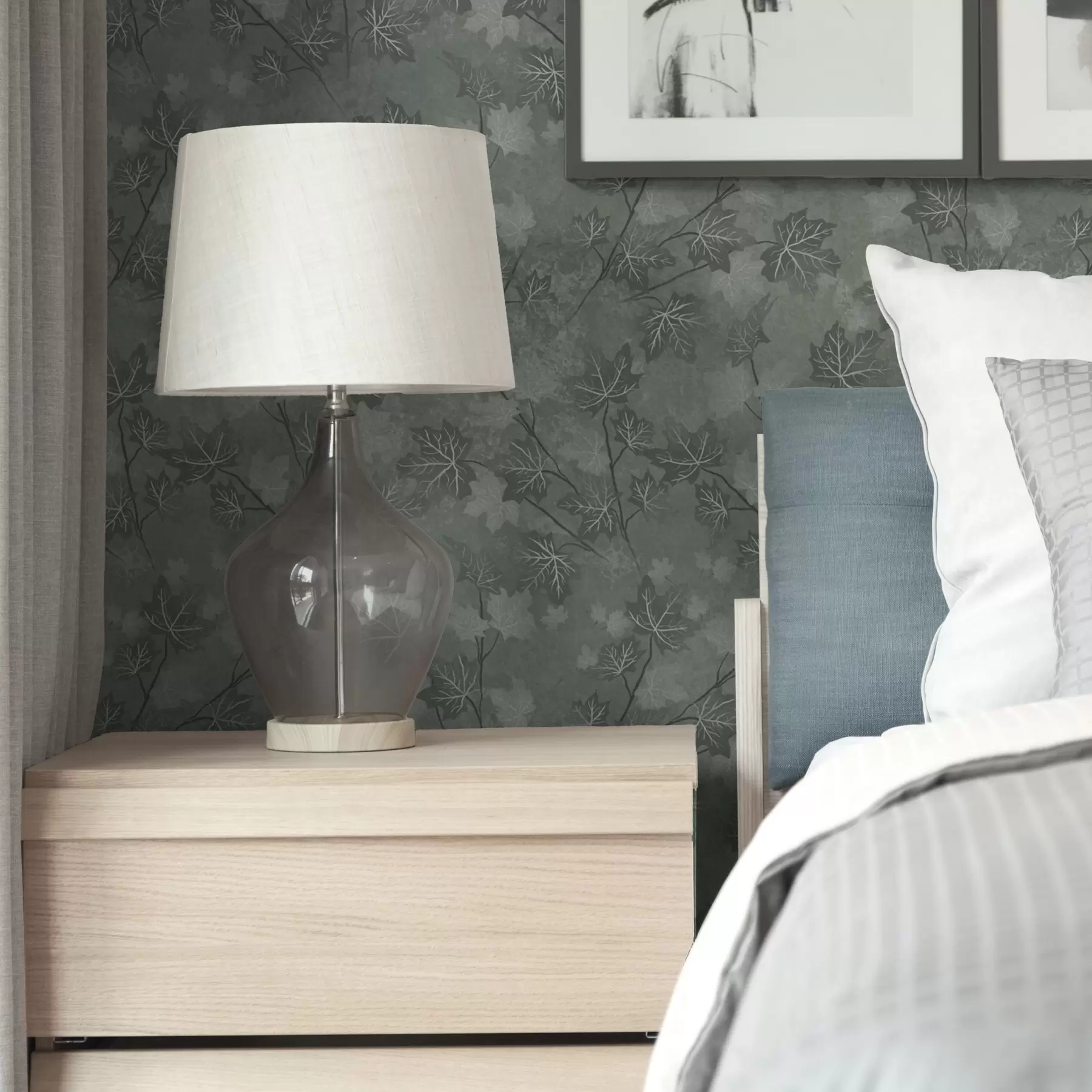 Fototapetes Matētas kļavu lapas maigi zaļos toņos a00464