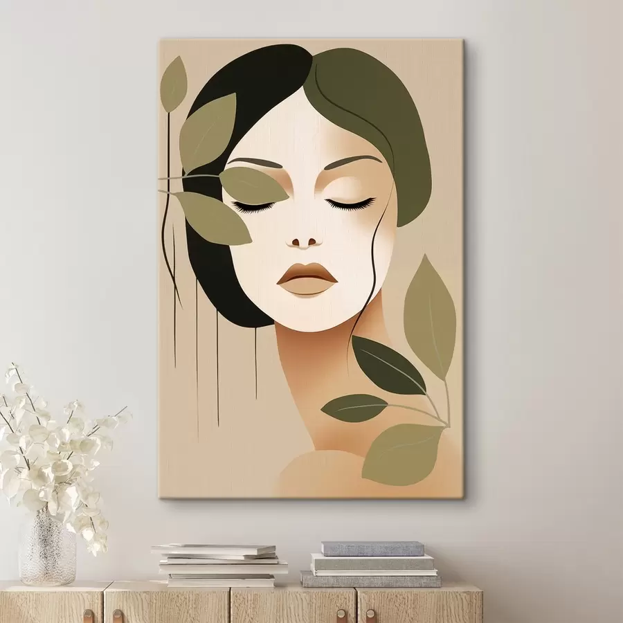 Glezna Meitene ar lapām s45390