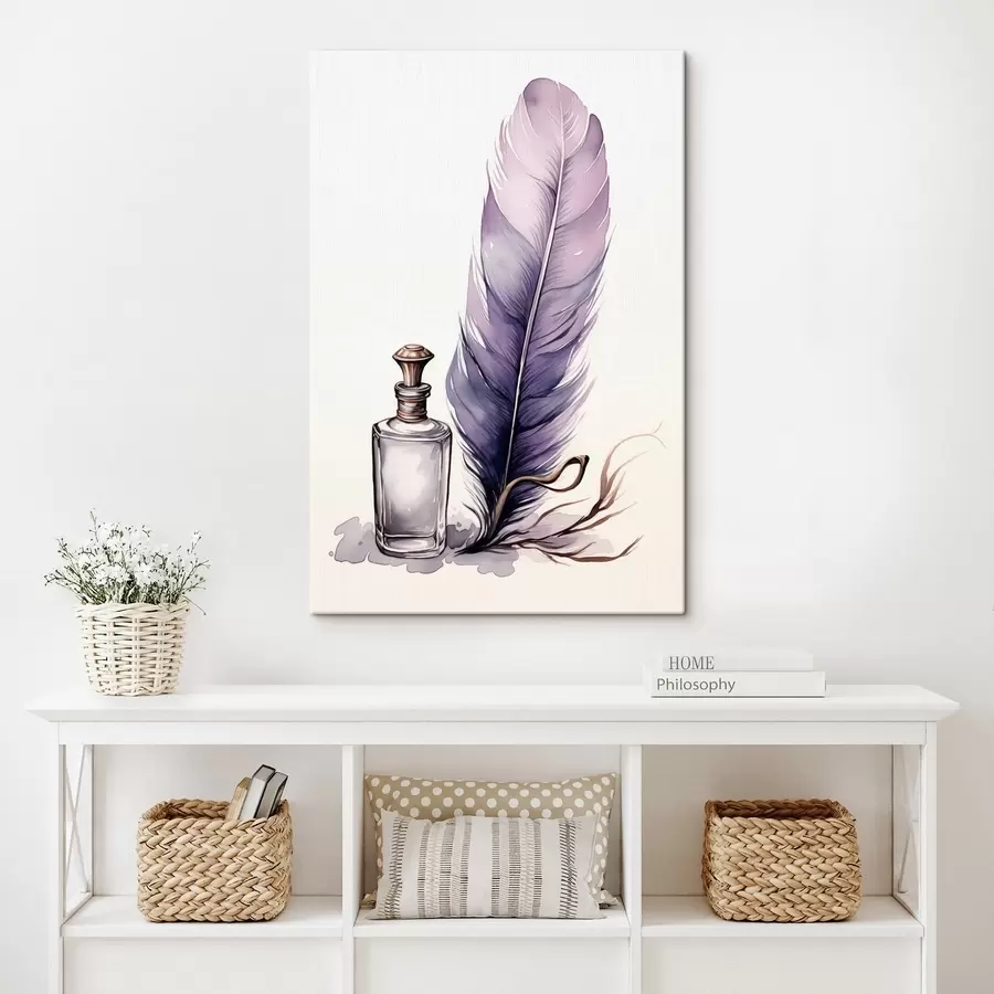 Glezna Akvareļgleznas ilustrācija ar spalvu un stikla tintes pudeli s45410