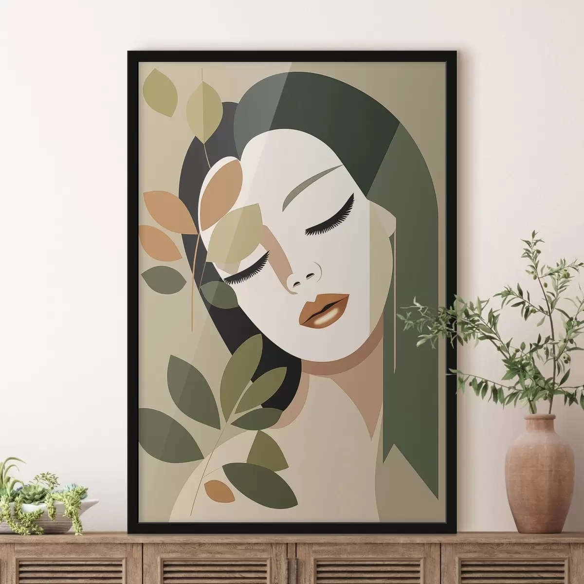 Plakāts Meitene ar lapām f45388