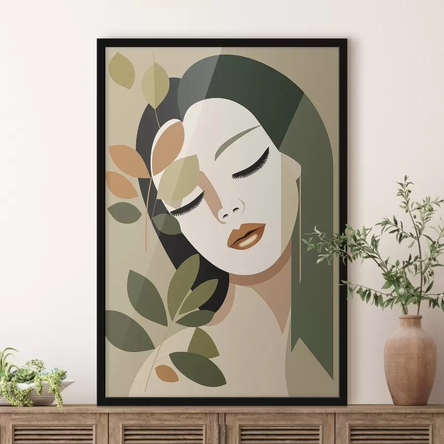 Fototapetes Meitene ar lapām f45388