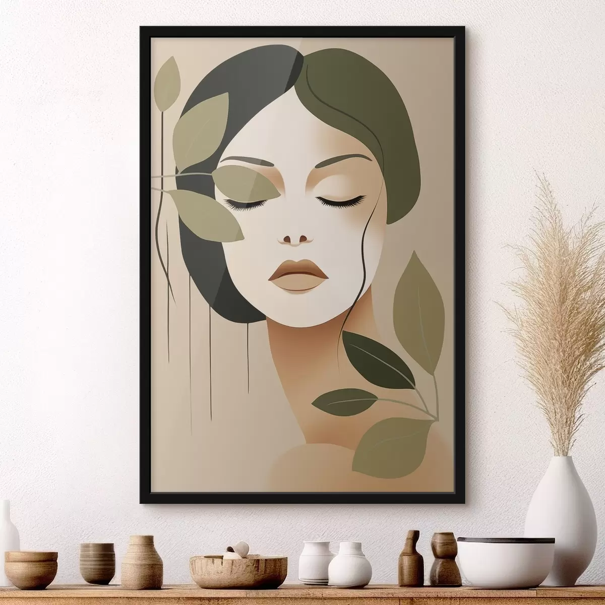 Plakāts Meitene ar lapām f45390