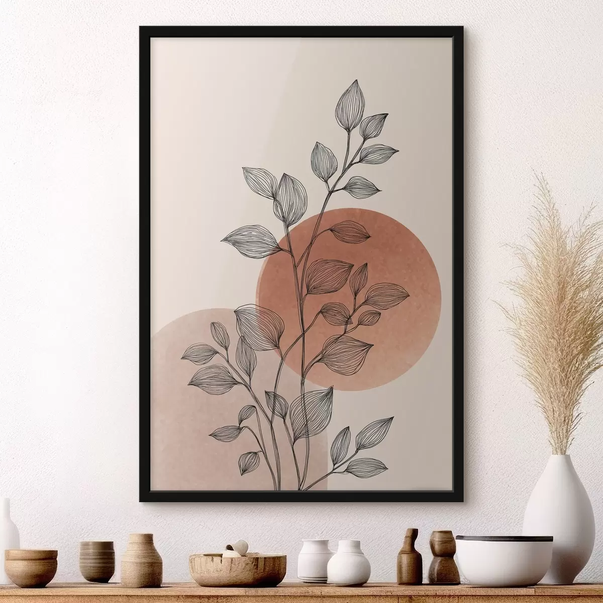 Plakāts Saulriets un lapas f45391