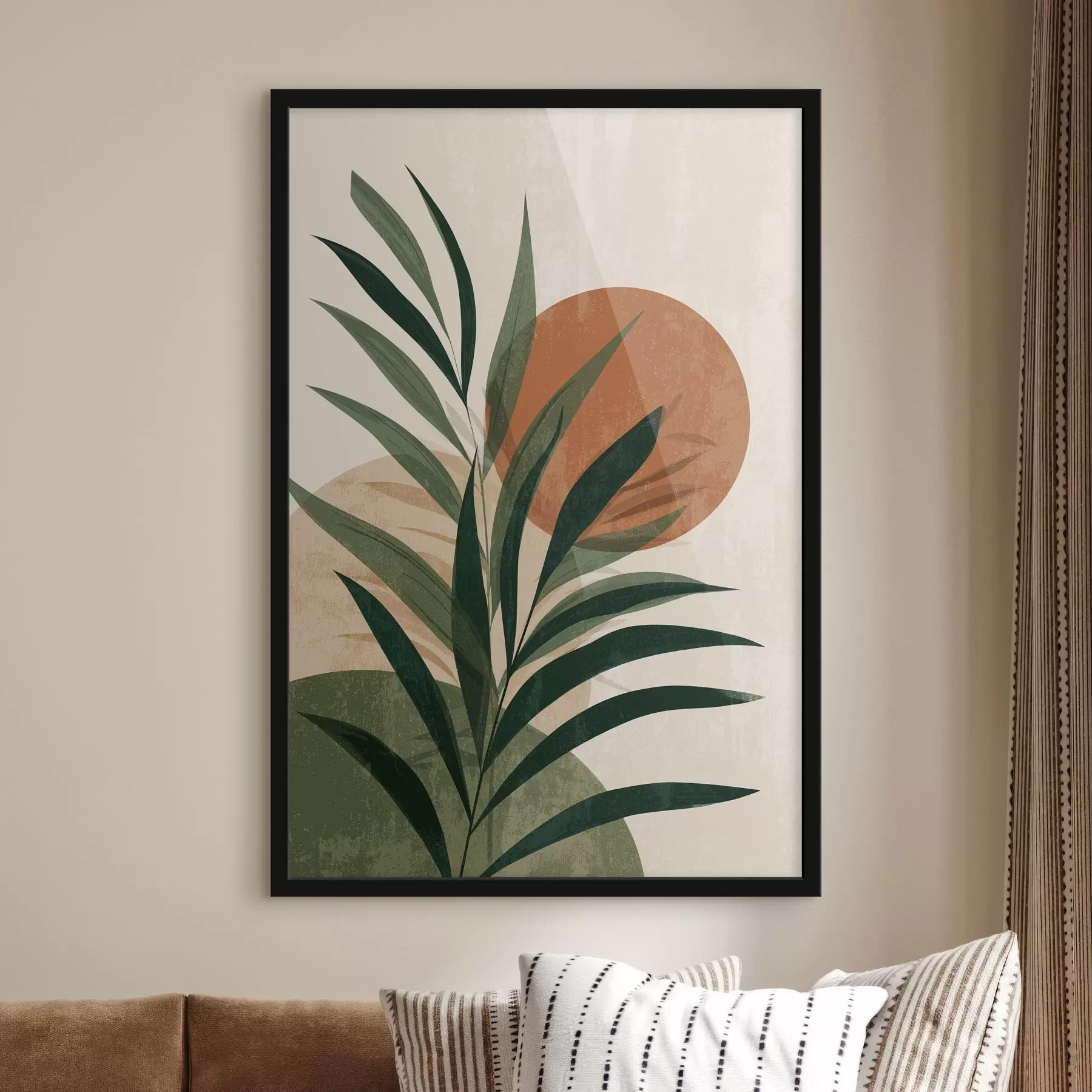 Glezna Zaļās lapas un saulriets f45394