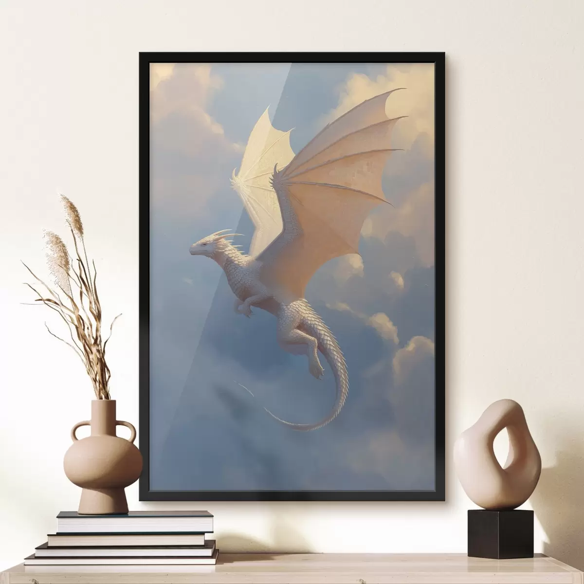 Plakāts Baltais pūķis debesīs f45415