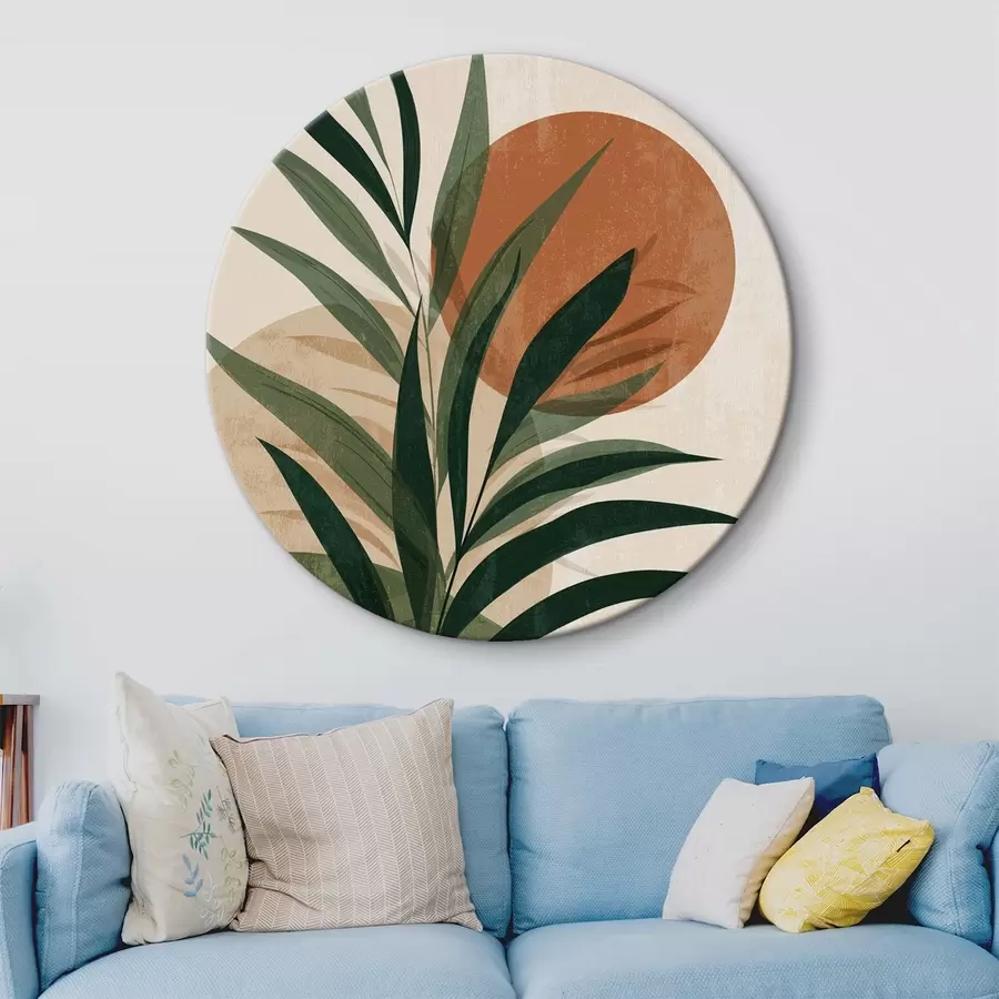 Glezna Zaļās lapas un saulriets r45394