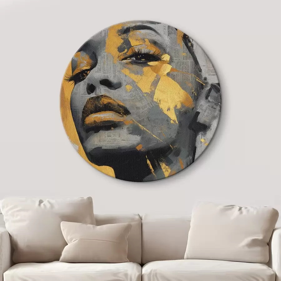 Glezna Jauktu mediju portrets ar avīžu fragmentiem un dekoratīviem otas triepieniem r45419