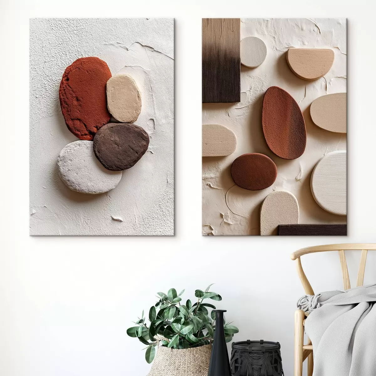 Glezna Abstraktas kompozīcijas ar apjomīgām ģeometriskām formām uz teksturēta fona m00597