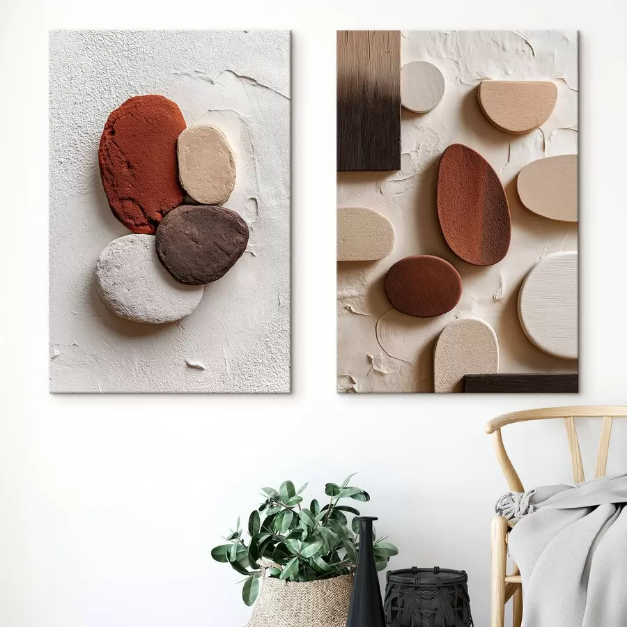 Glezna Abstraktas kompozīcijas ar apjomīgām ģeometriskām formām uz teksturēta fona m00597