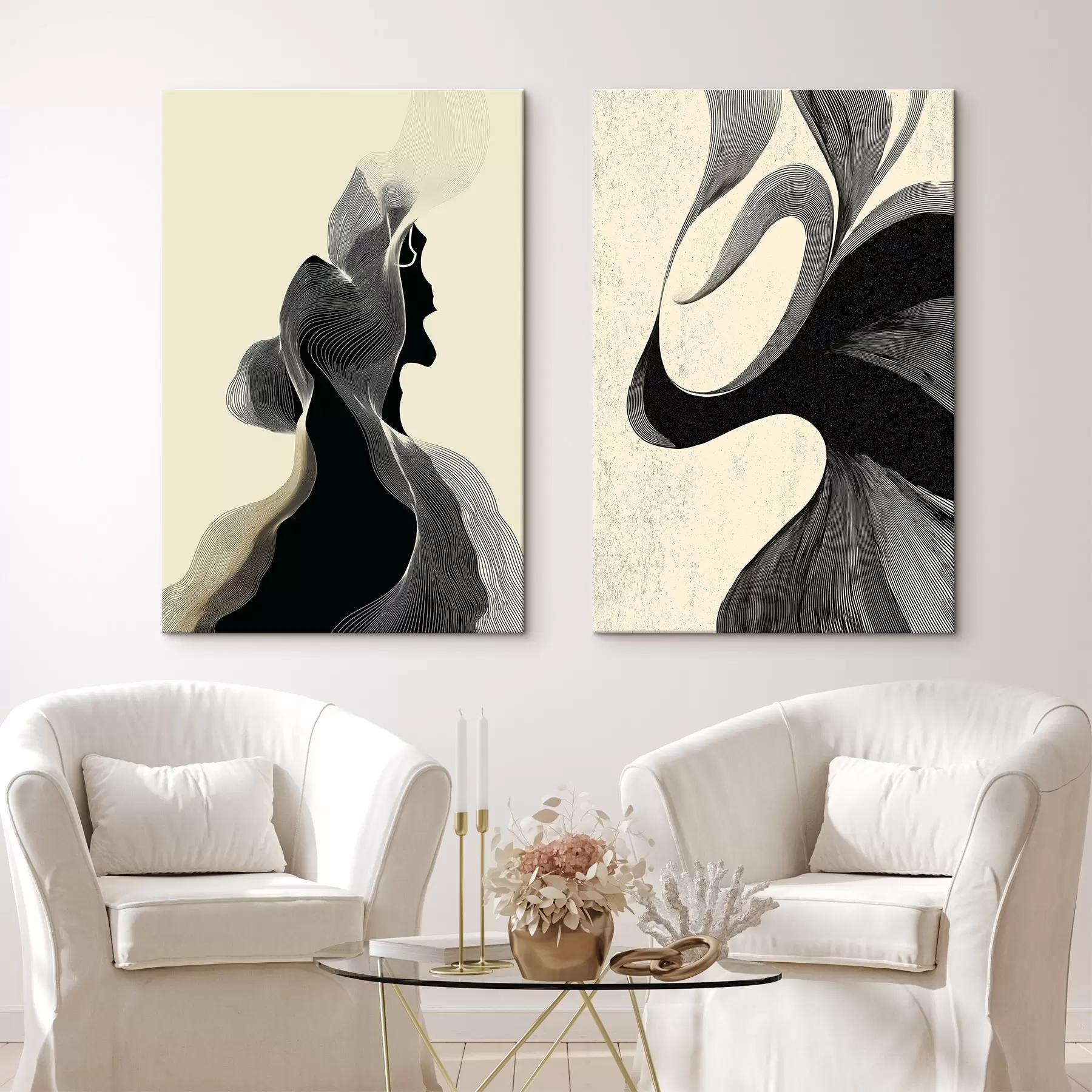 Glezna Abstrakts viļņots reljefs ar gludām līknēm m00601