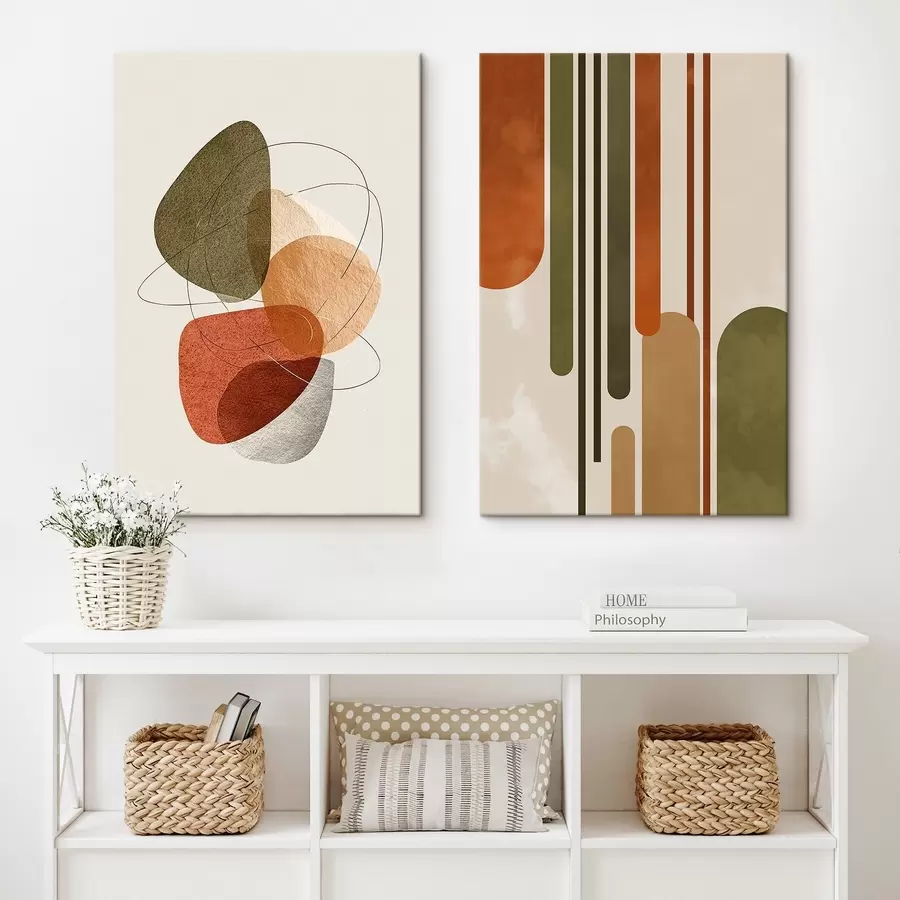 Glezna Dažādu krāsu līnijas un apļi m00608