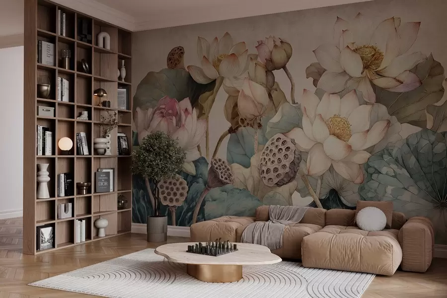 Fototapetes lielas teksturētas ūdensrozes w04309