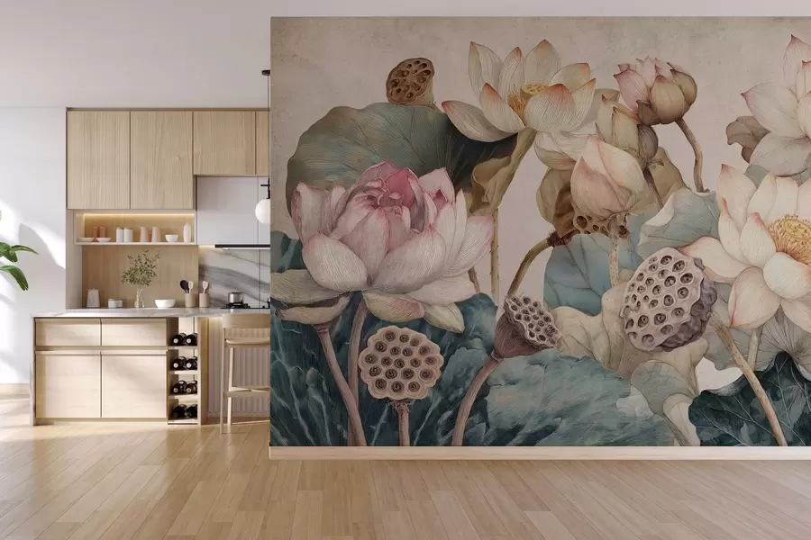 Fototapetes lielas teksturētas ūdensrozes w04309