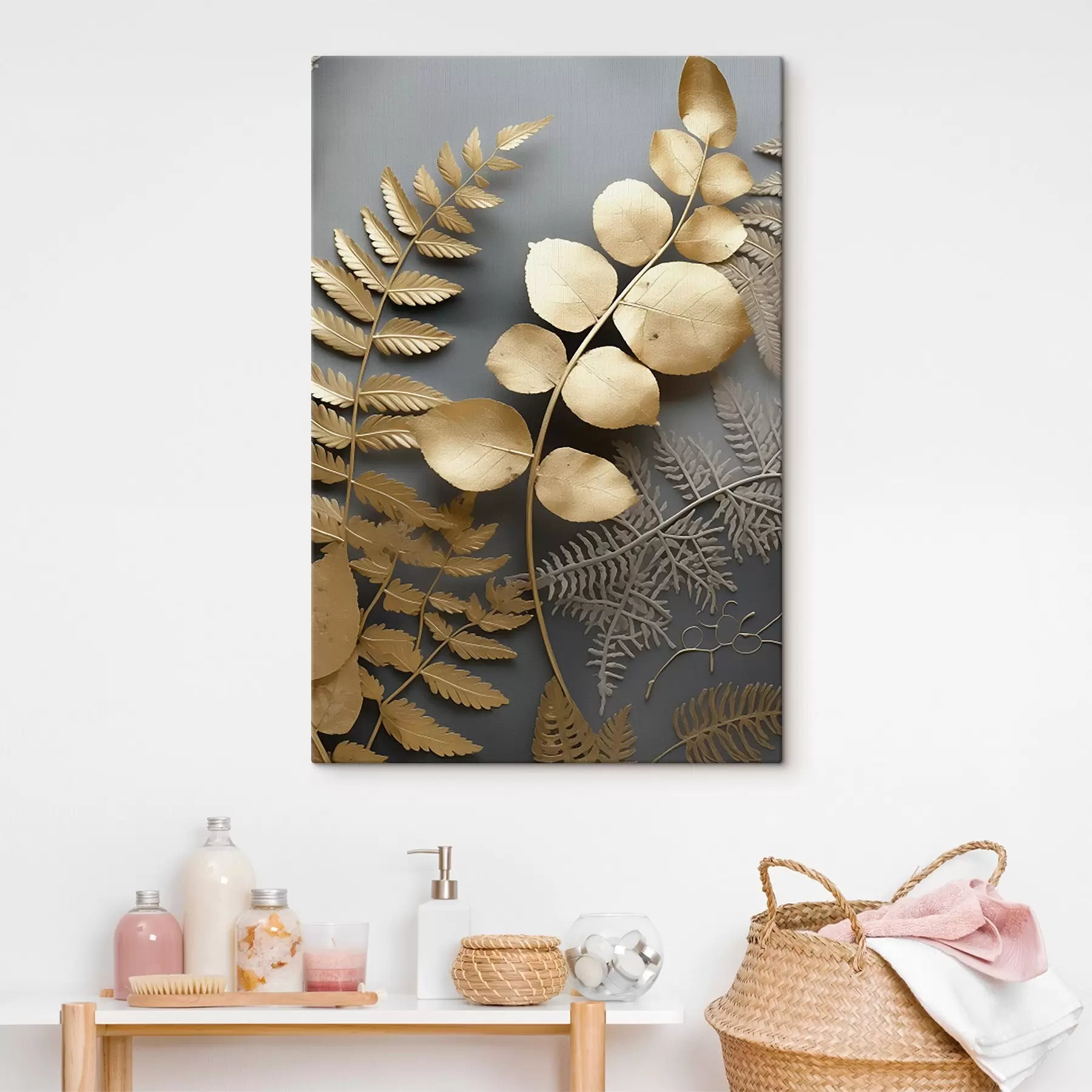 Glezna Papardes un eikalipta zari uz tumša fona s45334