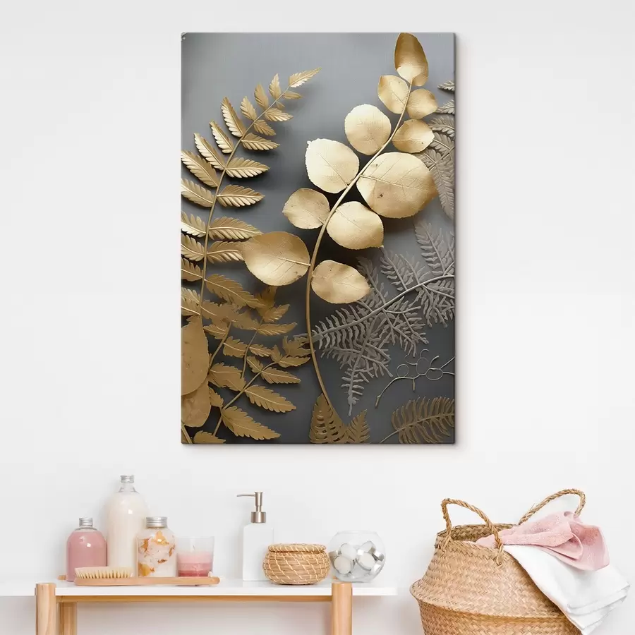 Glezna Papardes un eikalipta zari uz tumša fona s45334