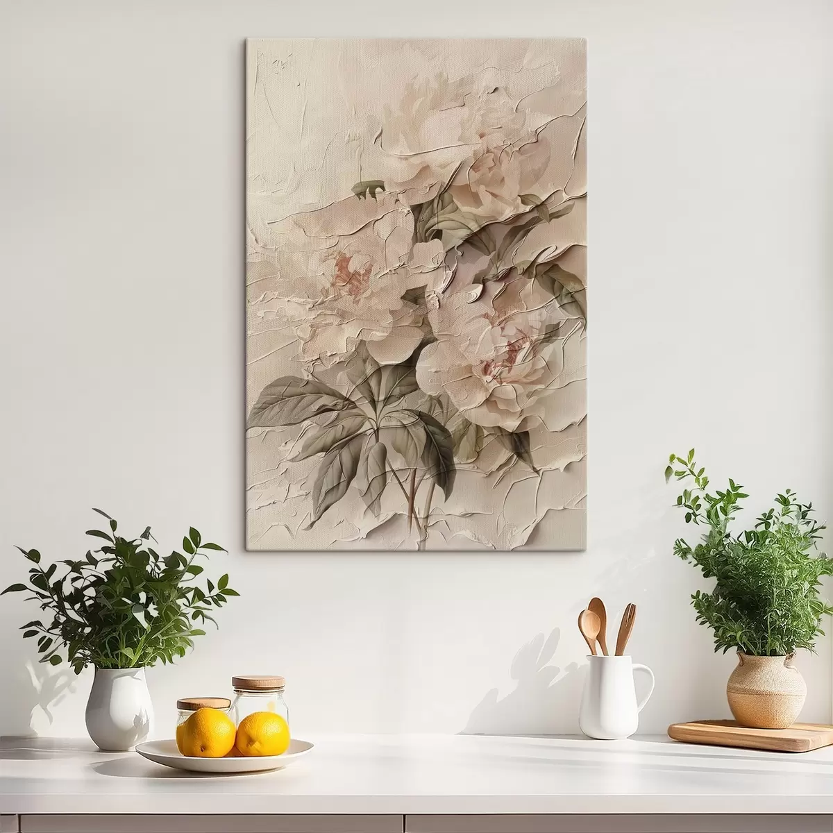 Glezna Sulīgs peoniju pušķis akvareļu stilā uz gaiša fona s45336