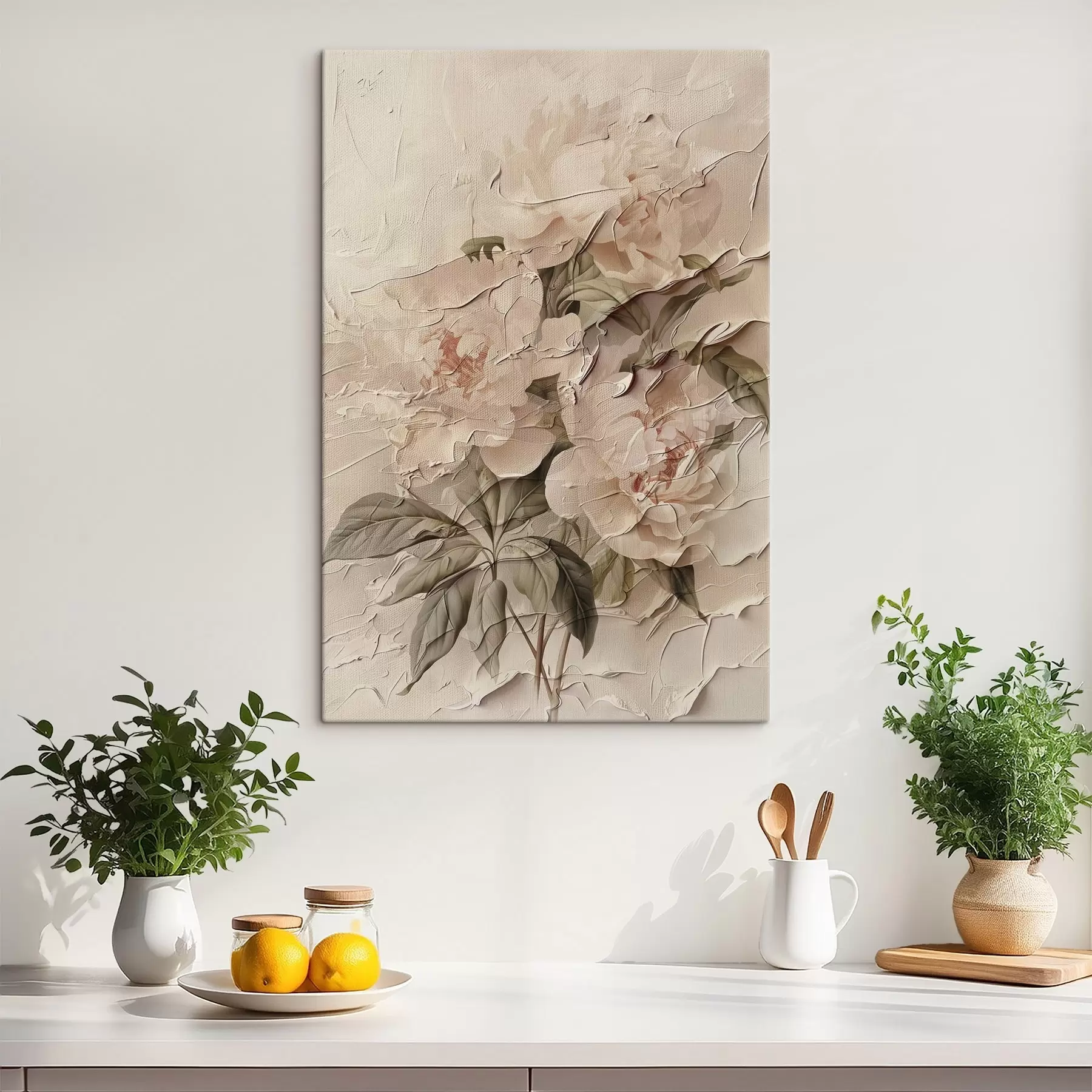 Glezna Sulīgs peoniju pušķis akvareļu stilā uz gaiša fona s45336