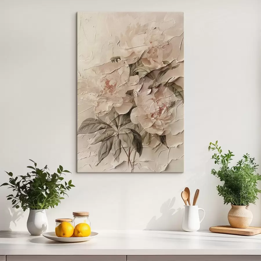 Glezna Sulīgs peoniju pušķis akvareļu stilā uz gaiša fona s45336