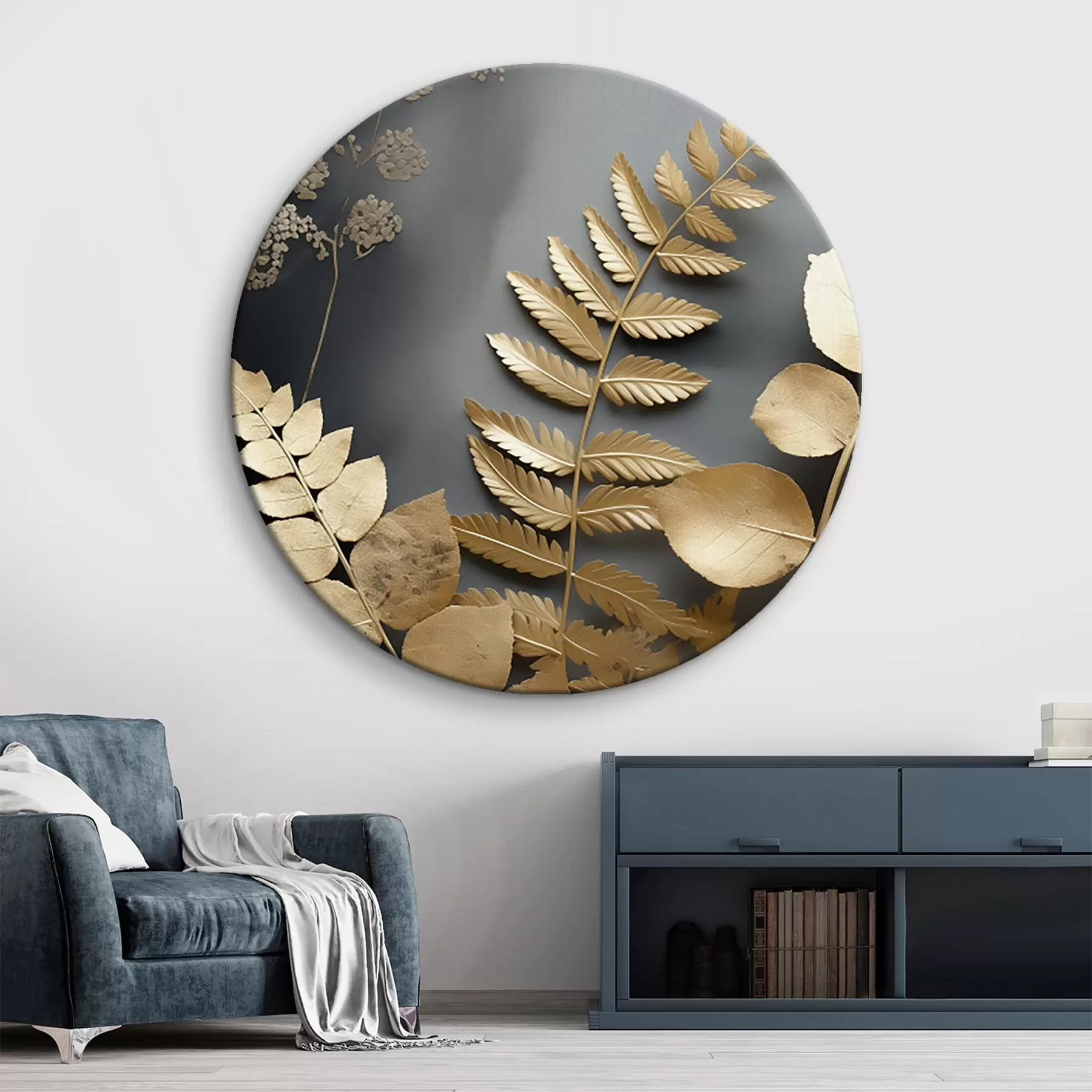 Glezna Eikalipta zari un tropu lapas uz tumša fona r45333