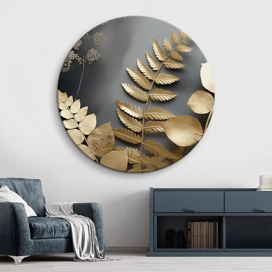 Glezna Eikalipta zari un tropu lapas uz tumša fona r45333