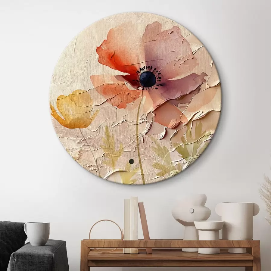 Glezna Caurspīdīgu ziedu kompozīcija uz gaiša fona r45338