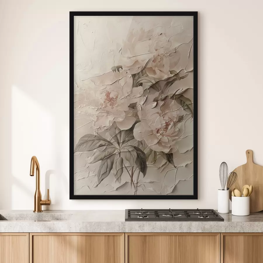 Fototapetes Sulīgs peoniju pušķis akvareļu stilā uz gaiša fona f45336