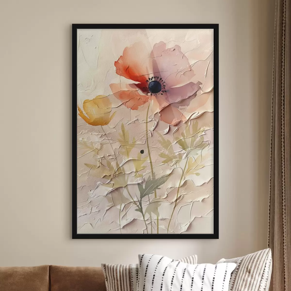 Plakāts Caurspīdīgu ziedu kompozīcija uz gaiša fona f45338